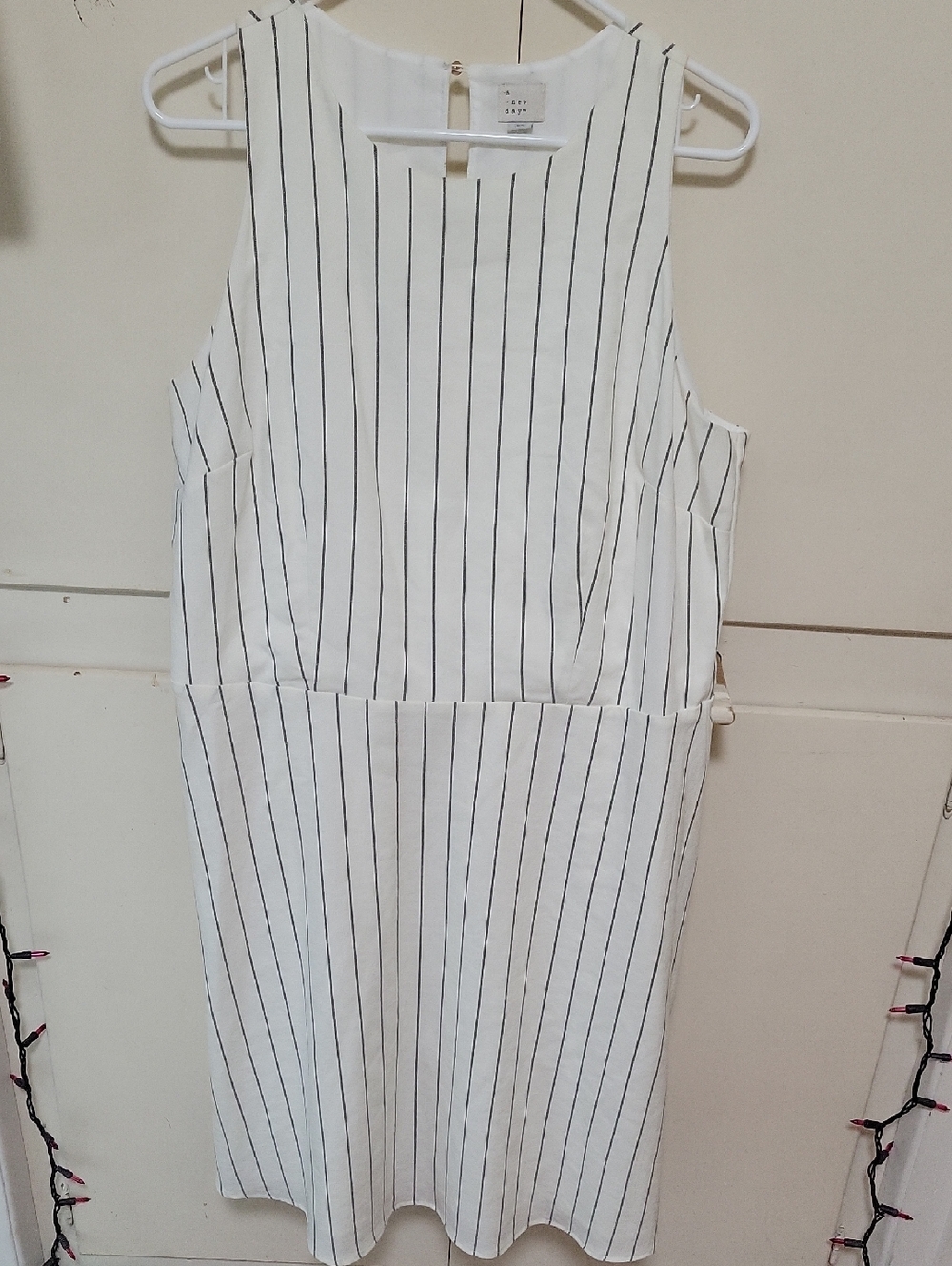 a new day White Vertical-Stripe Midi Dress